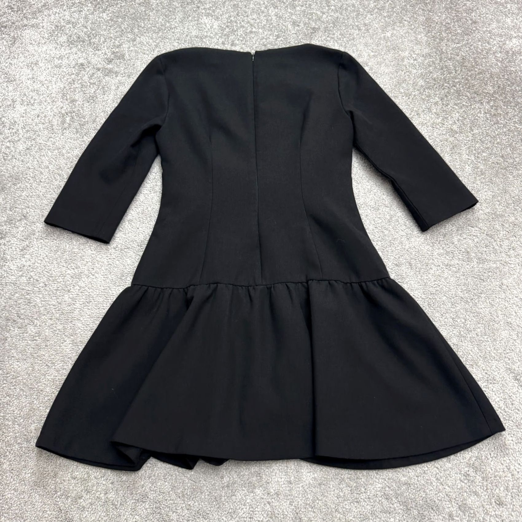 Zara Zara Dress Womens Medium Black A-Line 3/4 Sleeve Ruffle Hem Knee Length Size M / US 6-8 / IT 42-44 - 2 Thumbnail