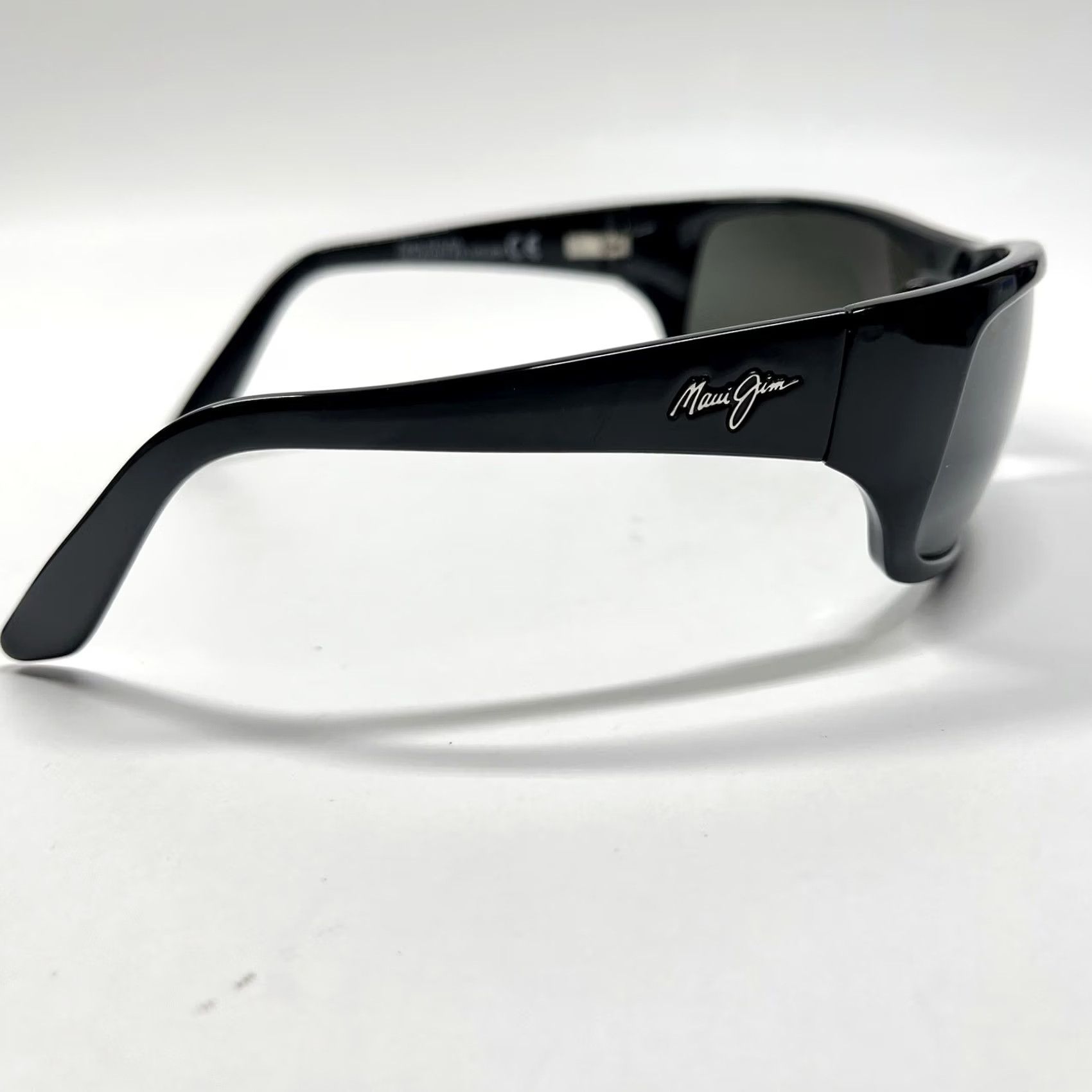 Maui Jim Maui Jim Peahi Sunglasses MJ 202-02 Gloss Black Frame W/ Grey Lenses Polarized Men UV Protection Wrap Sunglasses Wrap Black Mens Size ONE SIZE - 6 Thumbnail
