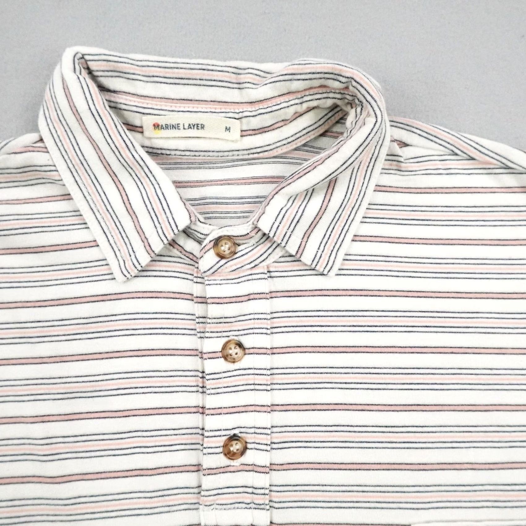 Marine Layer Marine Layer Polo Shirt Mens M White Pink Striped Pima Cotton Performance Size US M / EU 48-50 / 2 - 2 Thumbnail