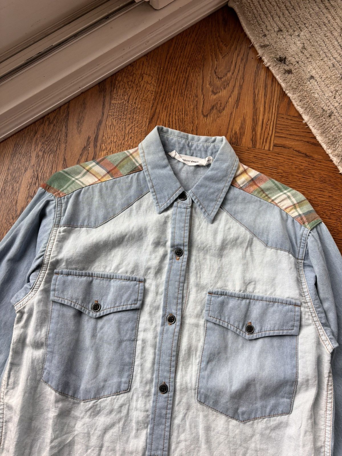 Designer × Isabel Marant Isabel Marant Etoile Chambray Denim Checker Flannel Shirt Size US XS / EU 42 / 0 - 2 Thumbnail