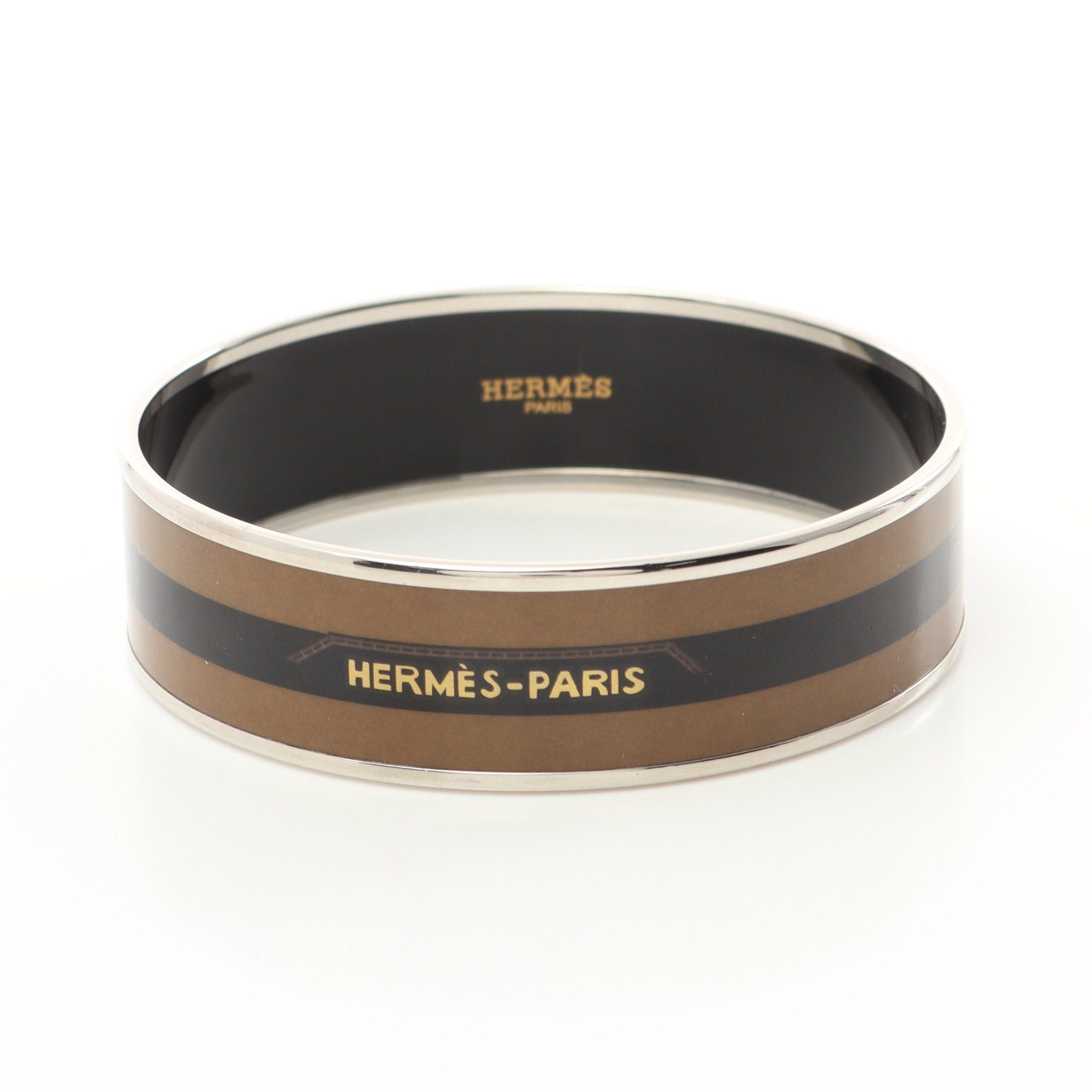Hermes Hermes Email Gm Bracelet Bangle Cloisonne Brown Silver Multicolor Size ONE SIZE - 1 Thumbnail