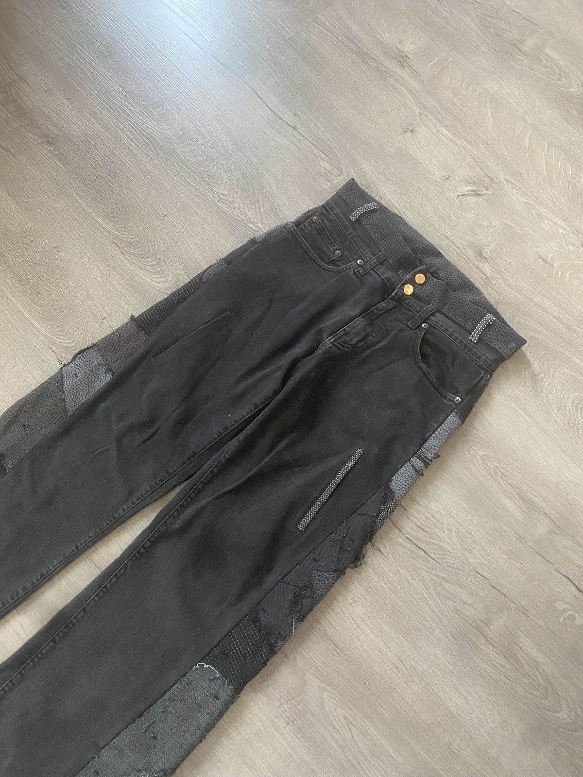 Handmade Jeans with Pearls & Leopard Waistband Size US 32 / EU 48 - 2 Thumbnail