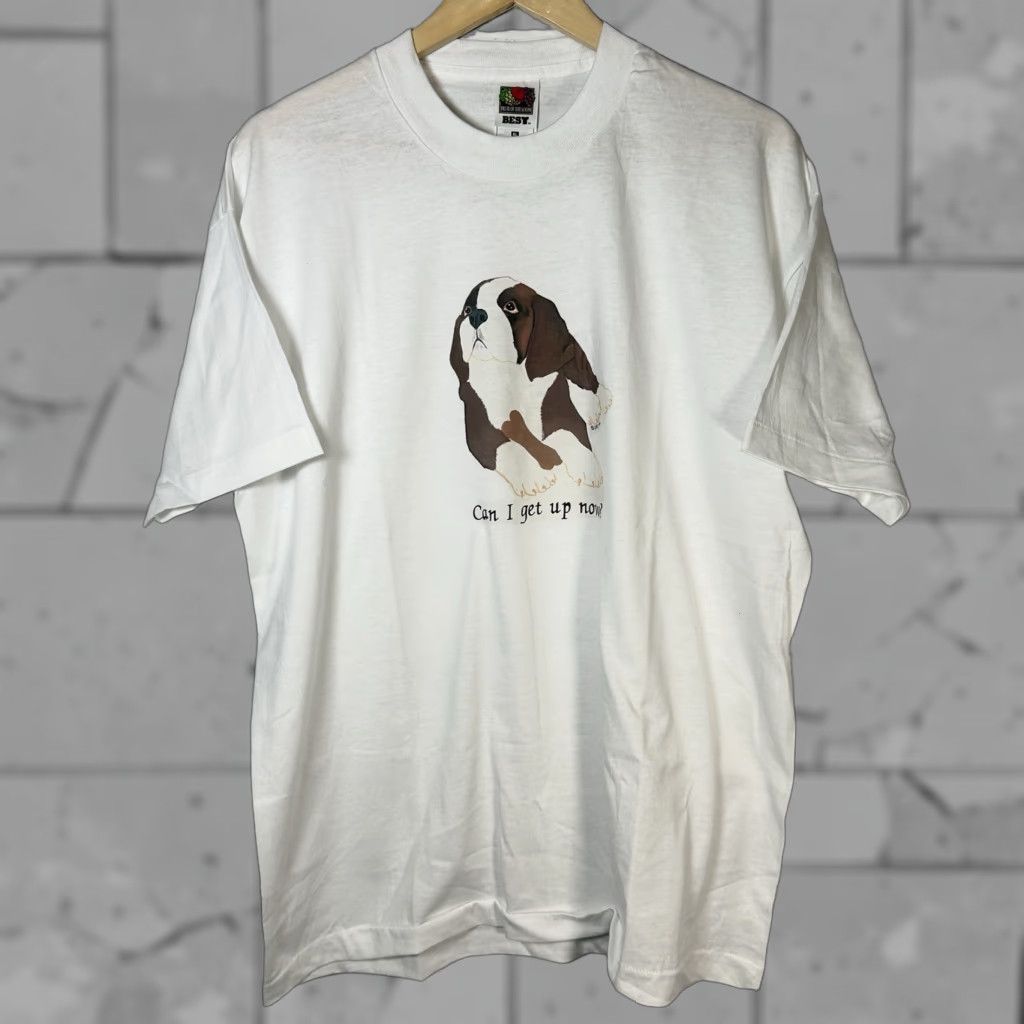 Vintage VINTAGE 1996 Dog Graphic T-Shirt Men XL White USA Patriotic Single Stitch Size US XL / EU 56 / 4 - 1 Thumbnail