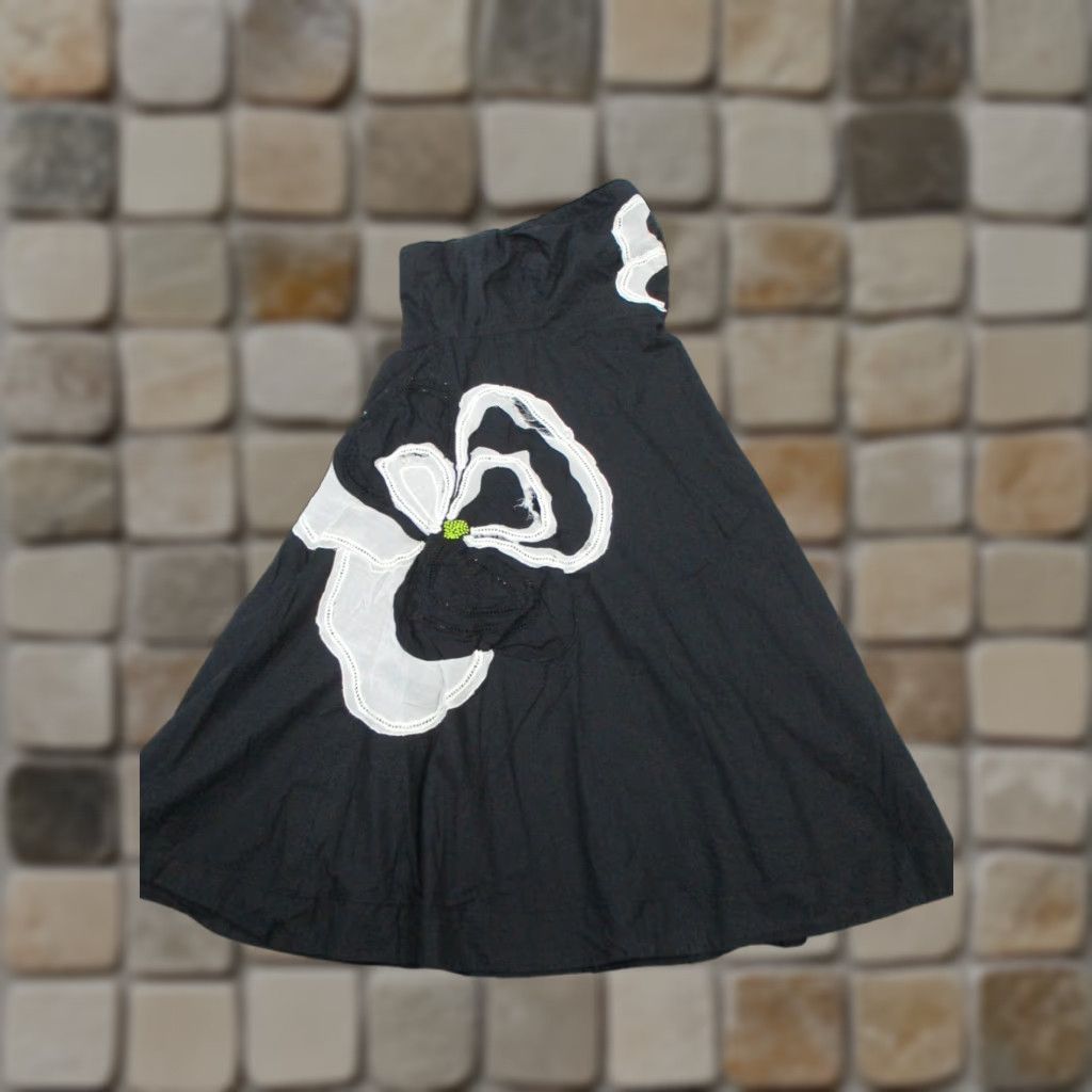Vintage Maeve Dress Blouson Womens 2 Petite Black Embroidered Cotton Floral Size XS / US 0-2 / IT 36-38 - 1 Thumbnail