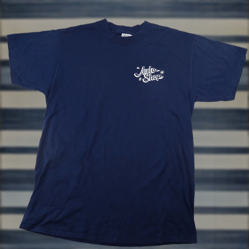 Vintage VINTAGE Auto Shop Mens Large Graphic T Shirt Blue Size US L / EU 52-54 / 3 - 1 Thumbnail