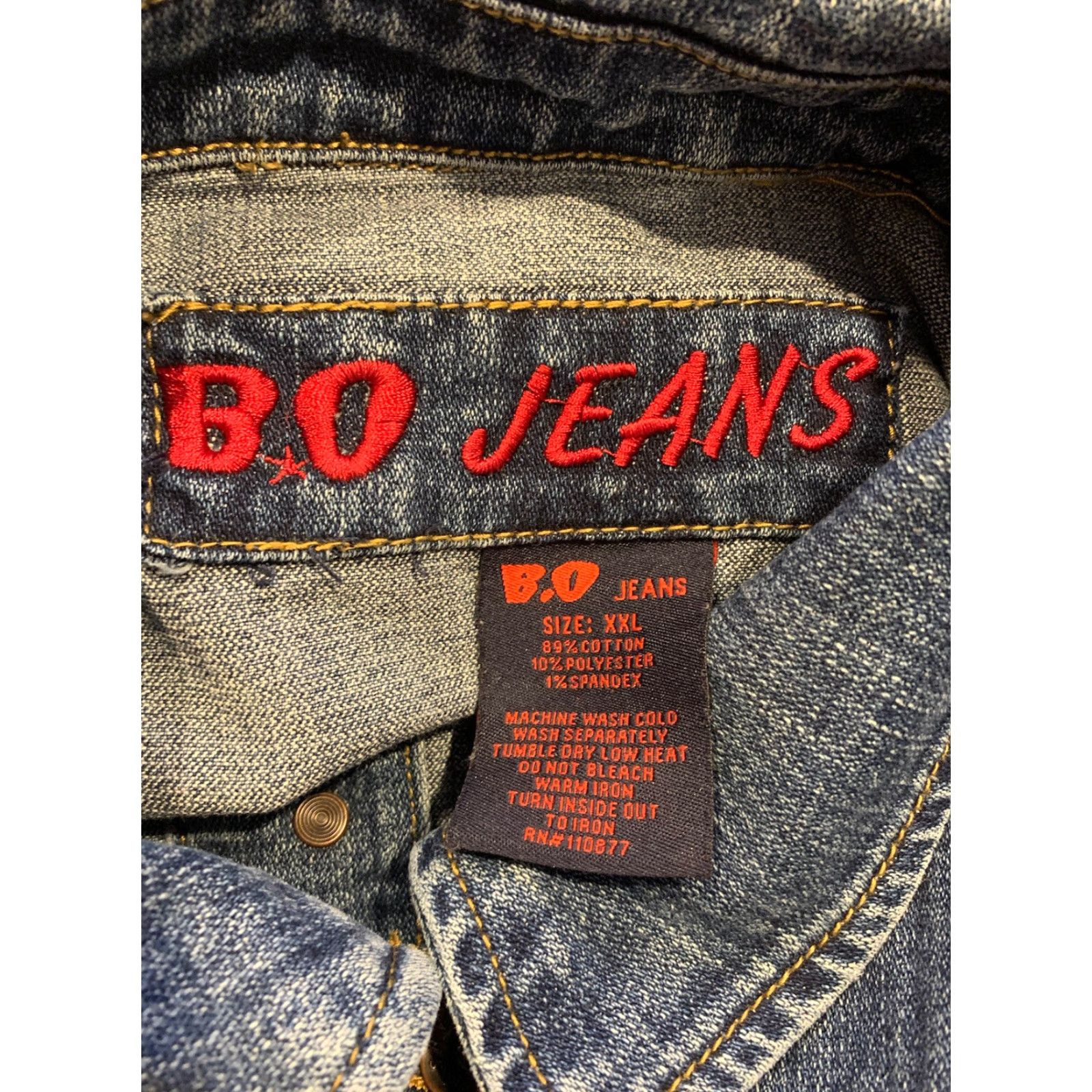 Vintage VINTAGE BO Jean Jacket Womens Jacket 2XL Blue Buckle Mid-Length Cotton Spring Fall Winter 1930s-Modern Size 40" / US 18 - 5 Thumbnail