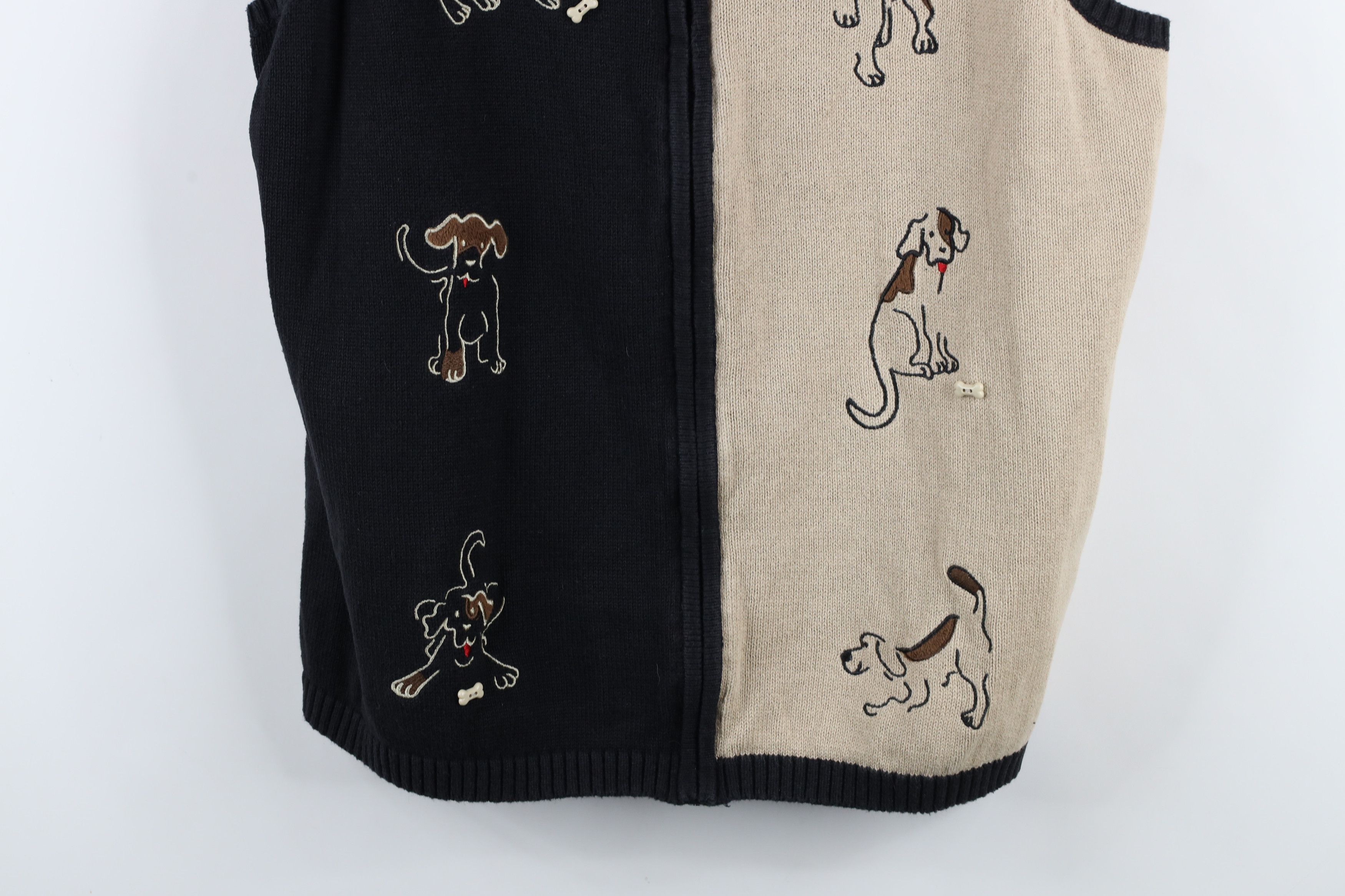 Vintage Vintage 90s Streetwear Dog Puppy Knit Full Zip Sweater Vest Size XXL / US 16-18 / IT 52-54 - 3 Thumbnail