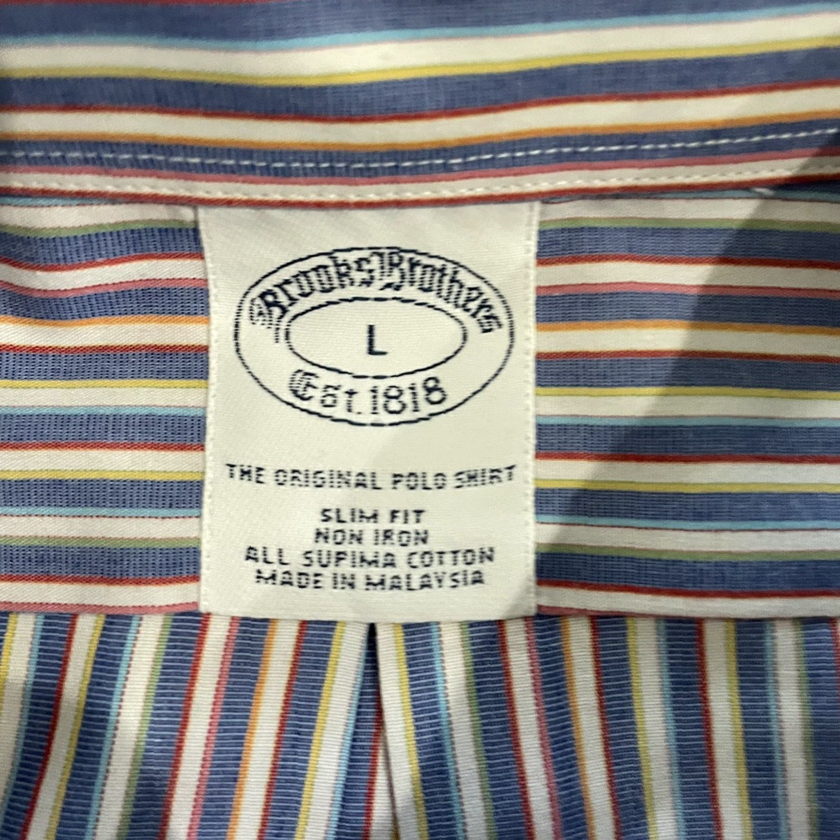 Brooks Brothers Brooks Brothers Mens Slim Fit Non-Iron Long Sleeve Button-Down Shirt L Multicolor Size US L / EU 52-54 / 3 - 4 Thumbnail