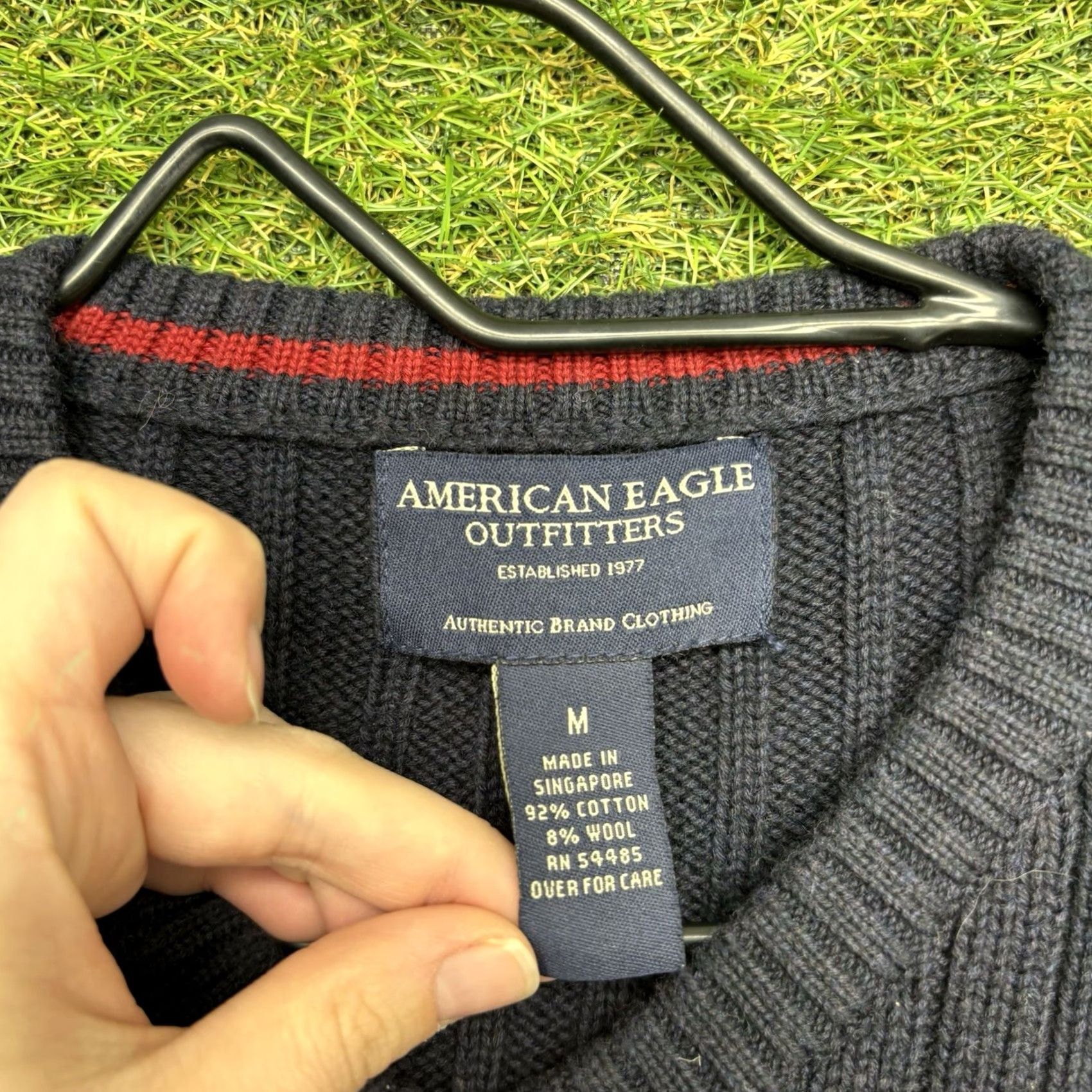 American Eagle Outfitters VINTAGE American Eagle Outfitters Sweater Mens M Pullover Knit Striped Wool Cotton V-Neck Slim Blue Winter Fall Golf Walking Preppy Modern Logo Size US M / EU 48-50 / 2 - 4 Thumbnail