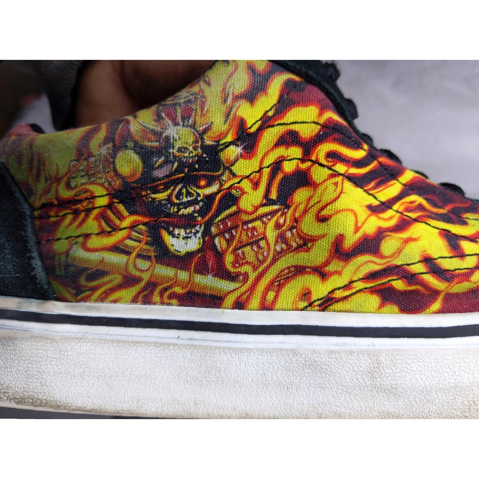 Vans Vans Flame Skull Shoes Mens 9 Black Suede Low Top Skate Sneakers Womens 10.5 EU 42 UK 8 Colorblock Pattern Nike? Size M / US 6-8 / IT 42-44 - 2 Thumbnail