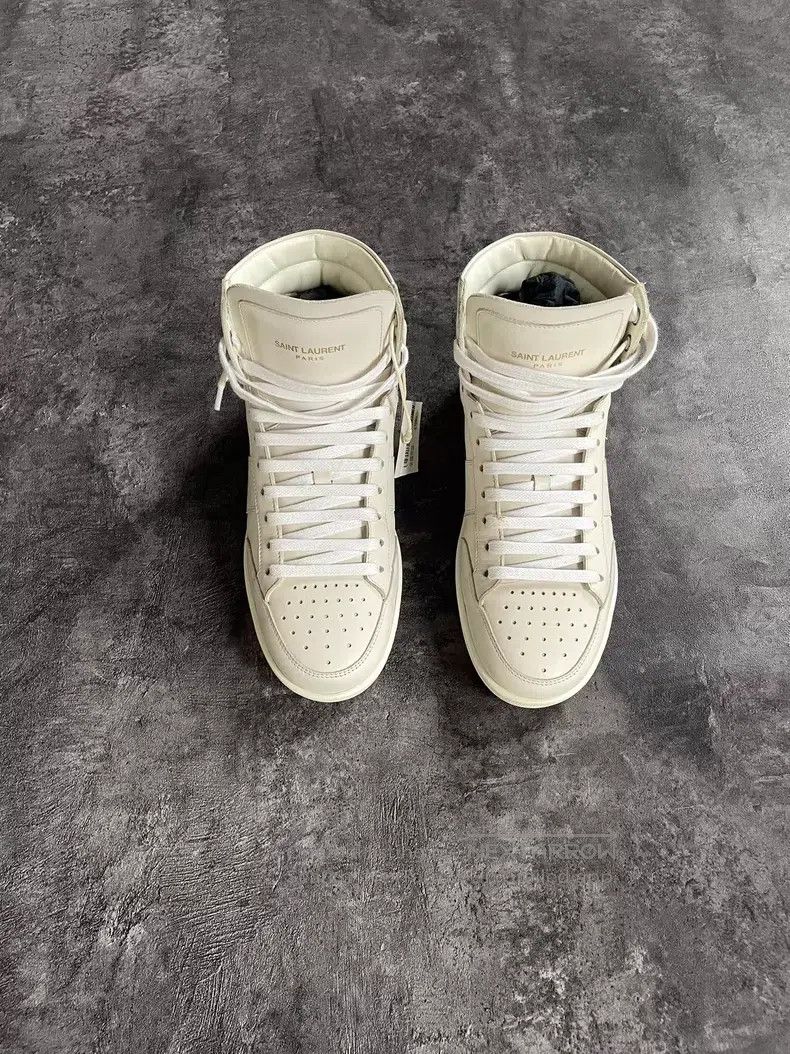 Saint Laurent Paris Saint Laurent Paris Heel Black and White Striped High-top Size US 7 / EU 40 - 1 Thumbnail