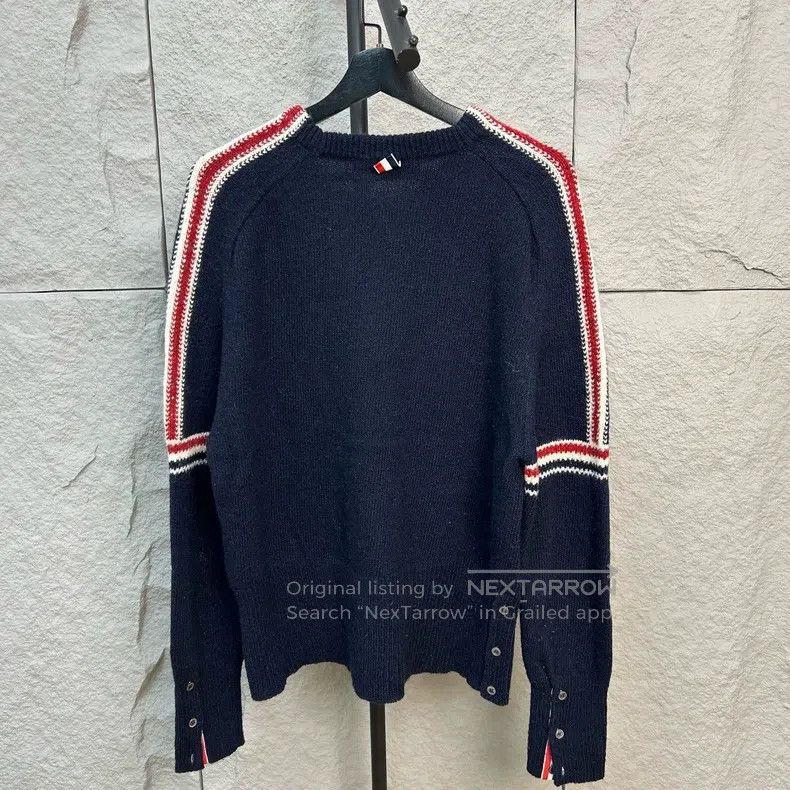 Thom Browne Thom Browne Dark Blue Wool and Mohair Sweater Size US M / EU 48-50 / 2 - 2 Thumbnail