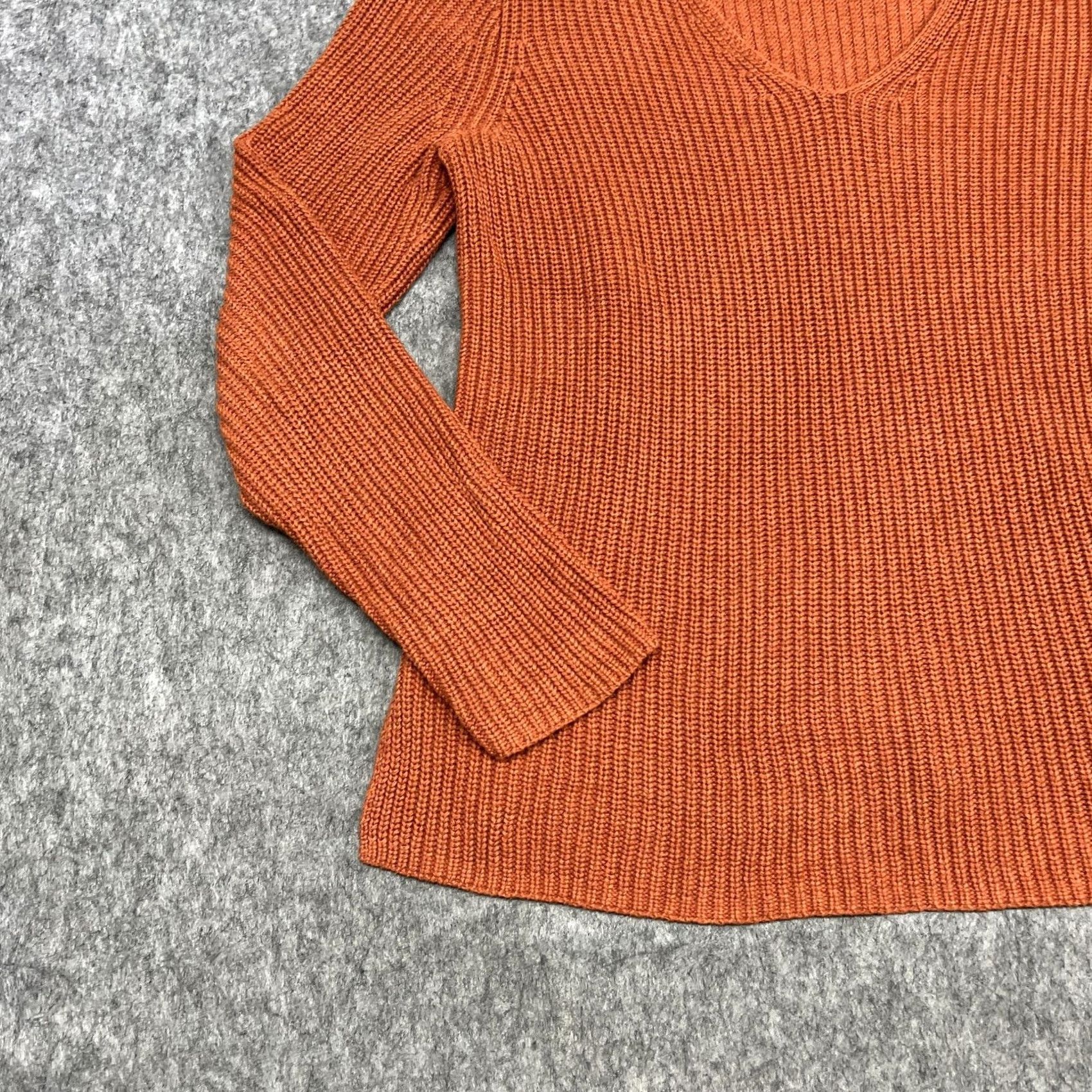Vintage J.CREW Mercantile Sweater Womens M Orange Cotton V-Neck Chunky Knit Pullover Sweater Size M / US 6-8 / IT 42-44 - 6 Thumbnail