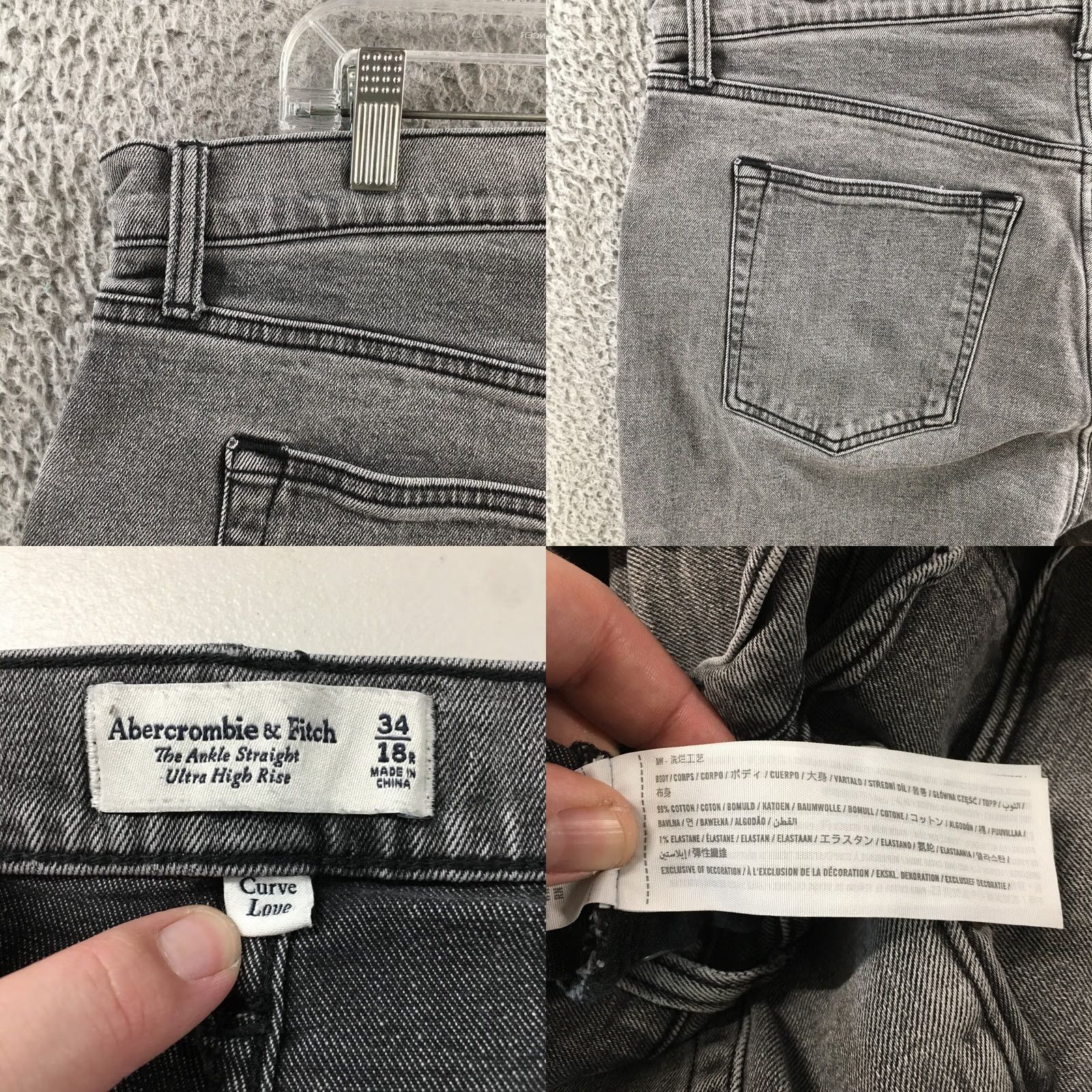 Abercrombie & Fitch Abercrombie & Fitch Jeans Womens 34 Regular Ankle Gray Zip 5-Pocket Classic Modern Vintage: No Mens Womens Only Size 24" / US 00 / IT 34 - 9 Thumbnail