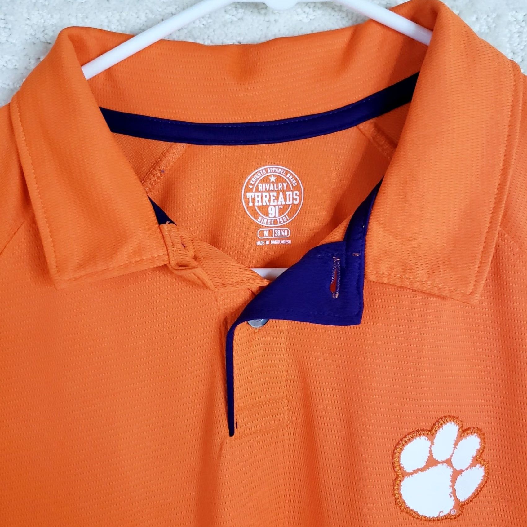 Vintage Rivalry Threads Mens M Orange Clemson Tigers Men Polo Embroidered Tiger Paw Size US M / EU 48-50 / 2 - 4 Thumbnail