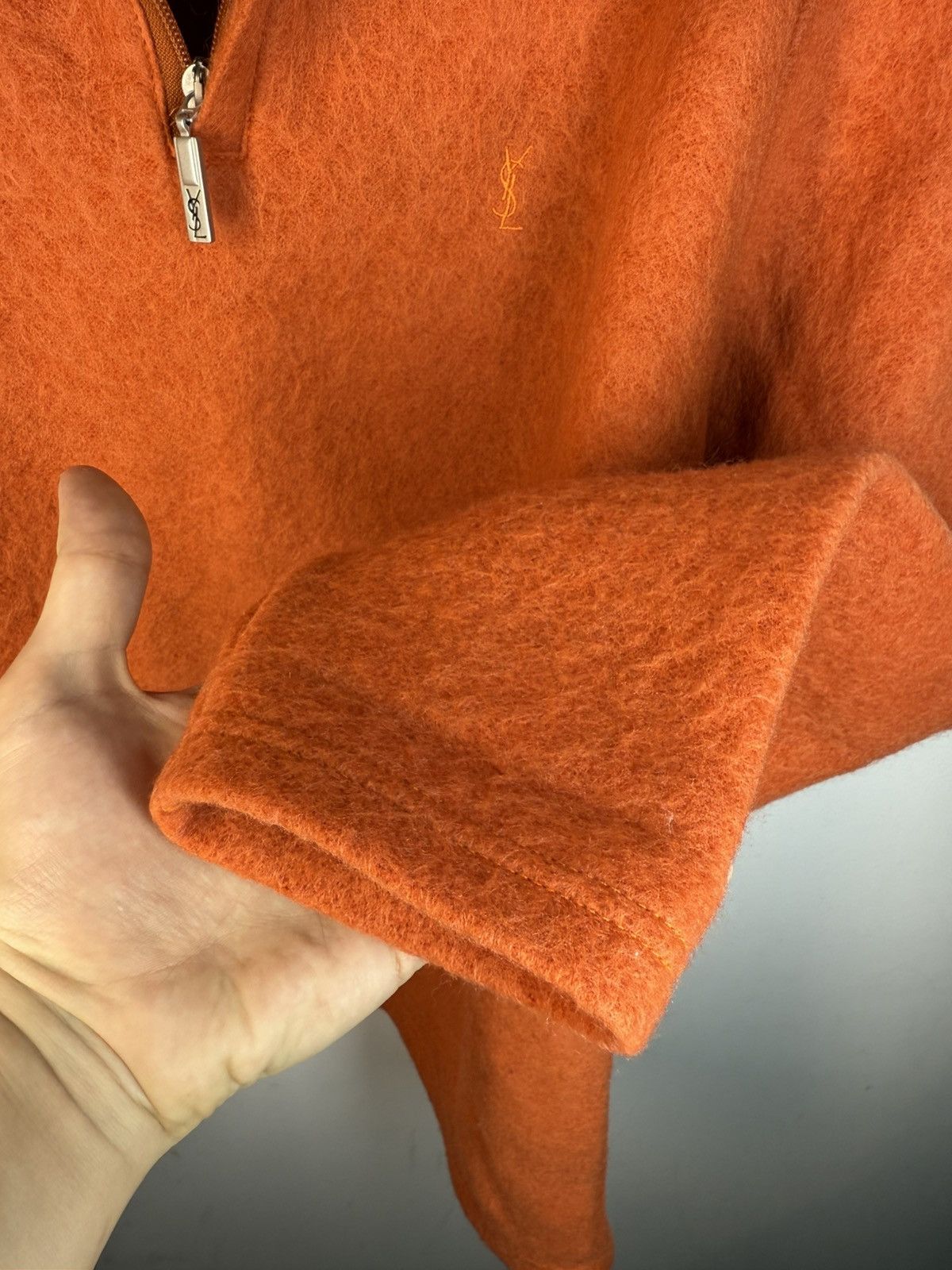 Yves Saint Laurent Wool YSL Sweatshirt 1/4 Quarter Zip Orange Soft Sweater 90s Size US S / EU 44-46 / 1 - 14 Thumbnail