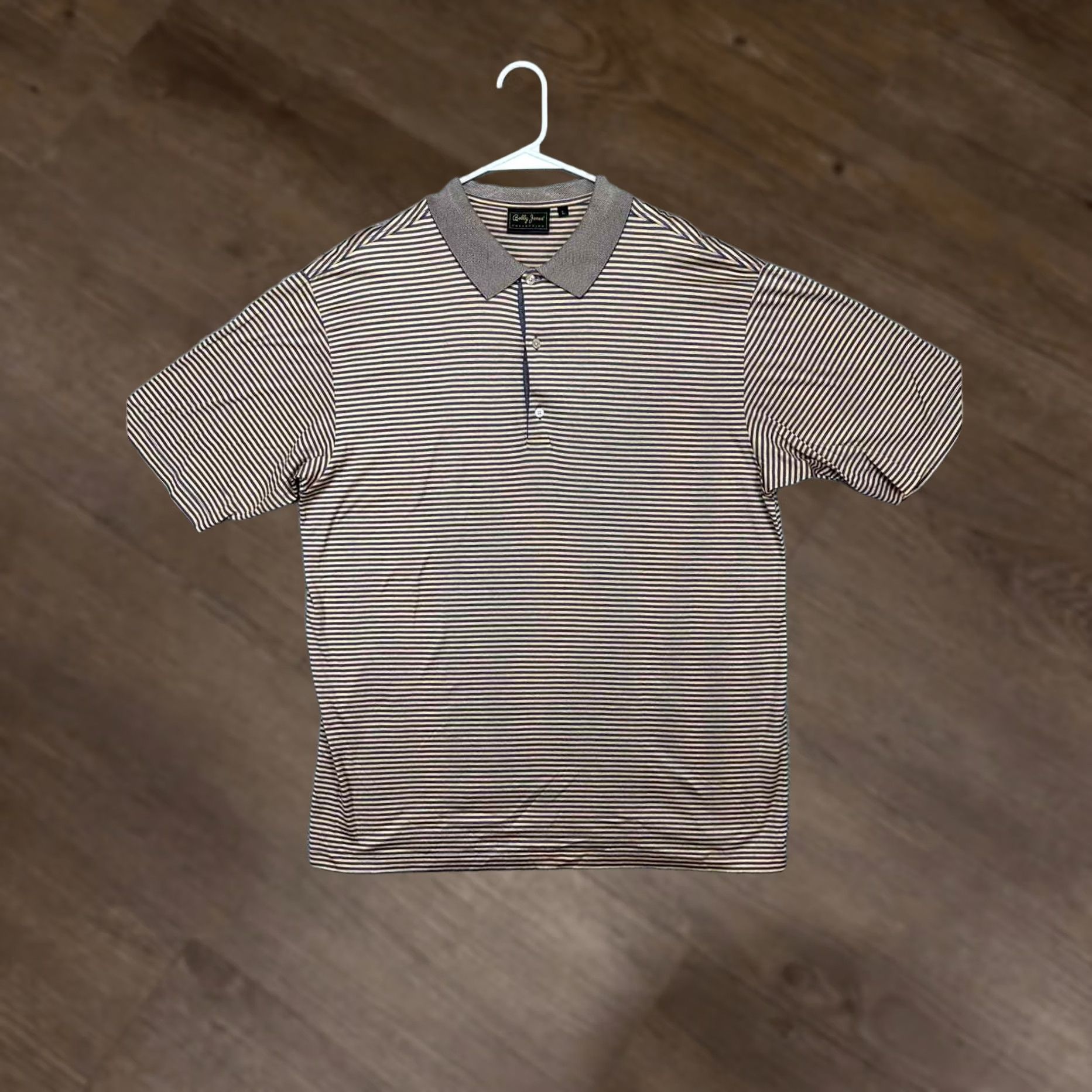 Vintage Bobby Jones Polo Shirt Mens Large Orange Blue Candy Stripe Golf Athletic Rugby Shirt Size US L / EU 52-54 / 3 - 1 Thumbnail