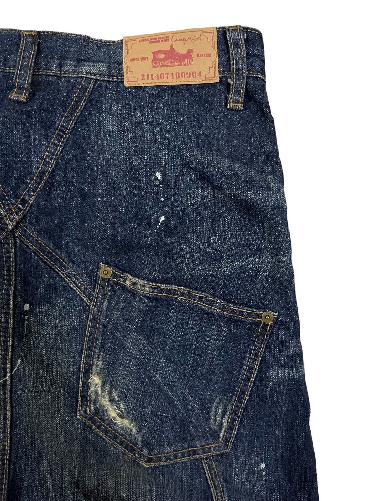 Other High Waist Blue Wash Paint Splatter Distress Short Jeans Size 28" / US 6 / IT 42 - 8 Thumbnail