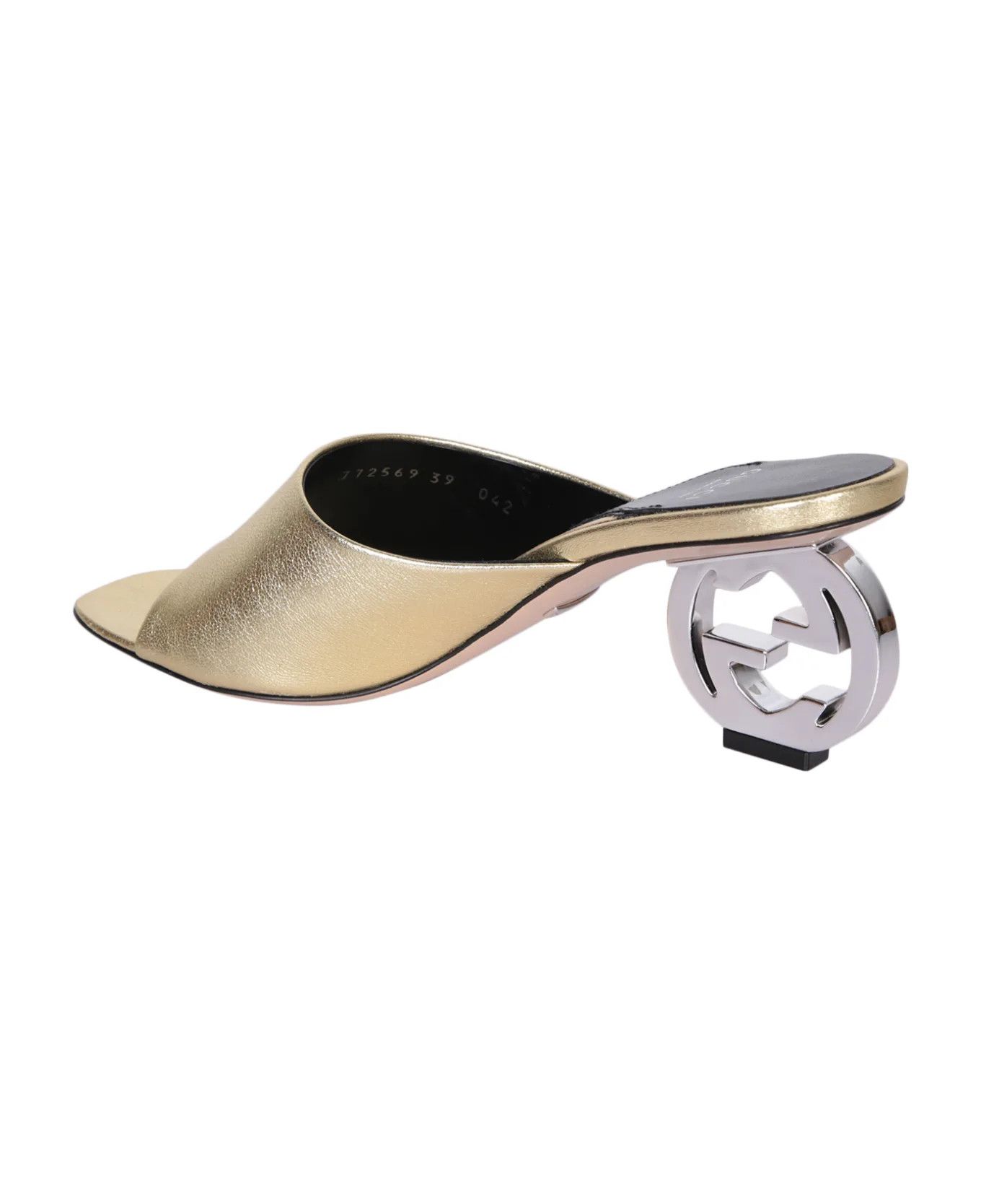 Gucci o1s1wg110425 Gg Heeled Mules Sandals in Metallic Size US 11 / IT 41 - 3 Thumbnail