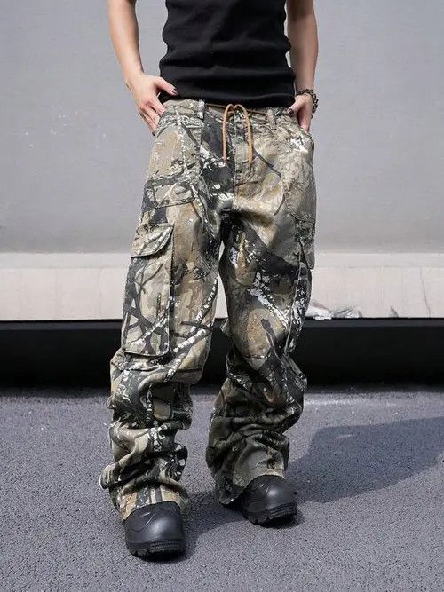 Japanese Brand Camo Baggy Cargo Workwear Size US 32 / EU 48 - 3 Thumbnail