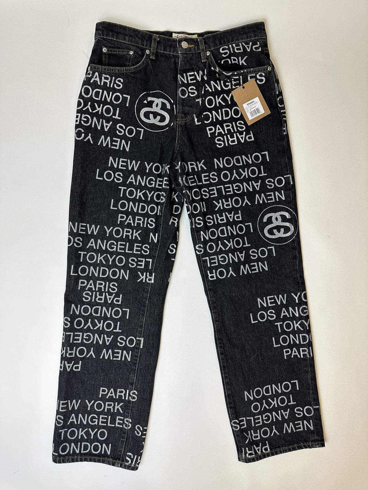 image of Stussy City Link Big Ol’ Jeans Black Wash Denim, Men's (Size 30)