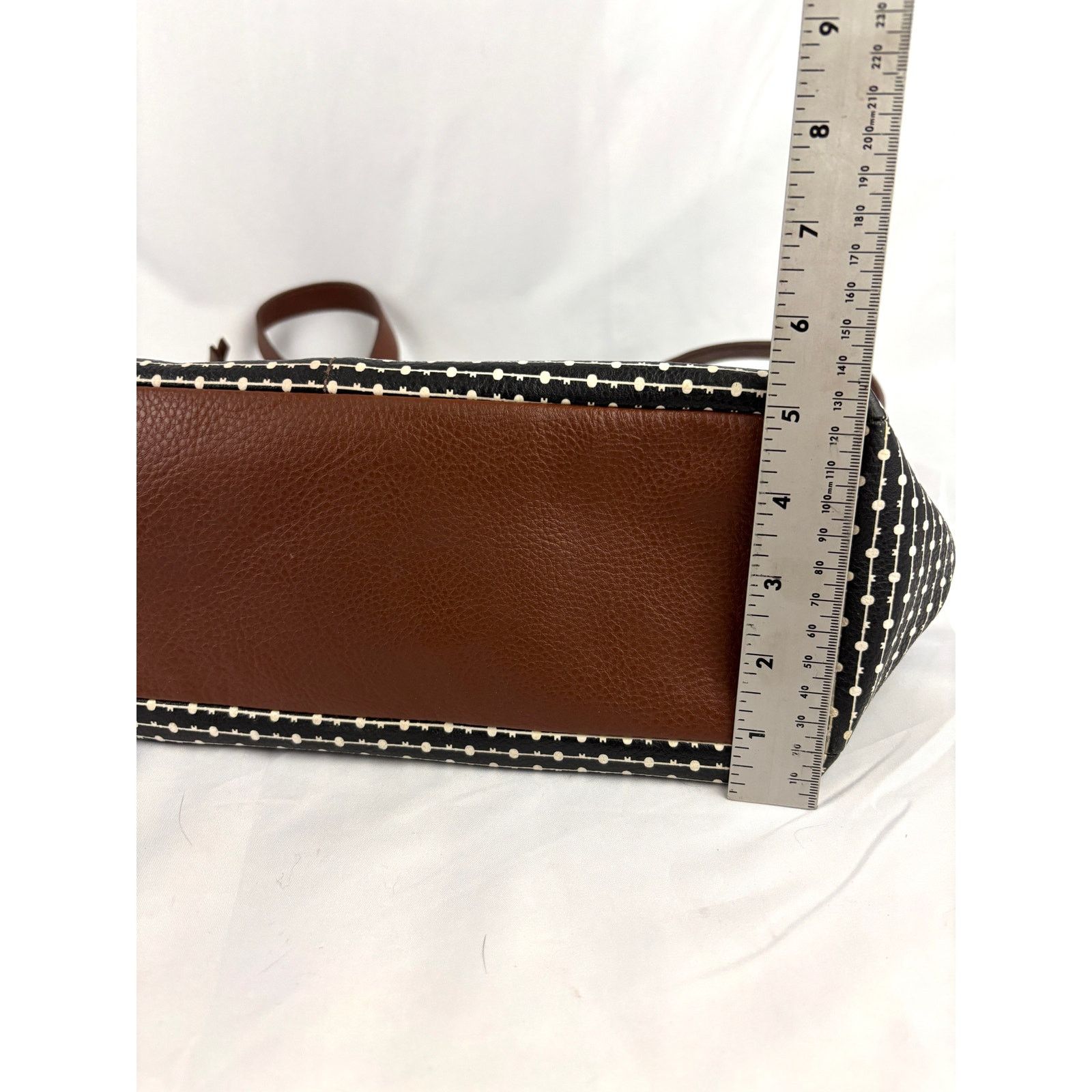 Fossil Fossil Rachel Leather Black Striped Tote Purse Classic Size ONE SIZE - 5 Thumbnail