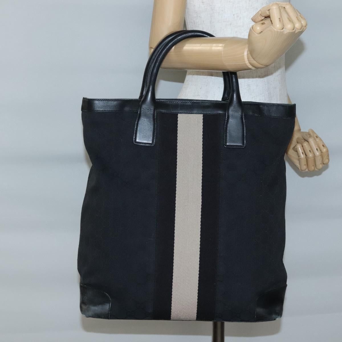 Gucci GUCCI GG Canvas Sherry Line Hand Bag Black Silver 002 002 Size ONE SIZE - 21 Thumbnail