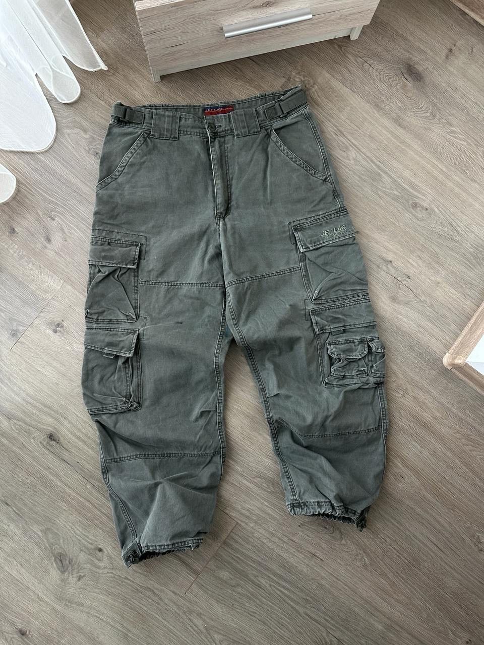 Japanese Brand × Jet Lag × Vintage Vintage Japanese Baggy Cargo Green JET LAG Pants Size US 36 / EU 52 - 1 Thumbnail