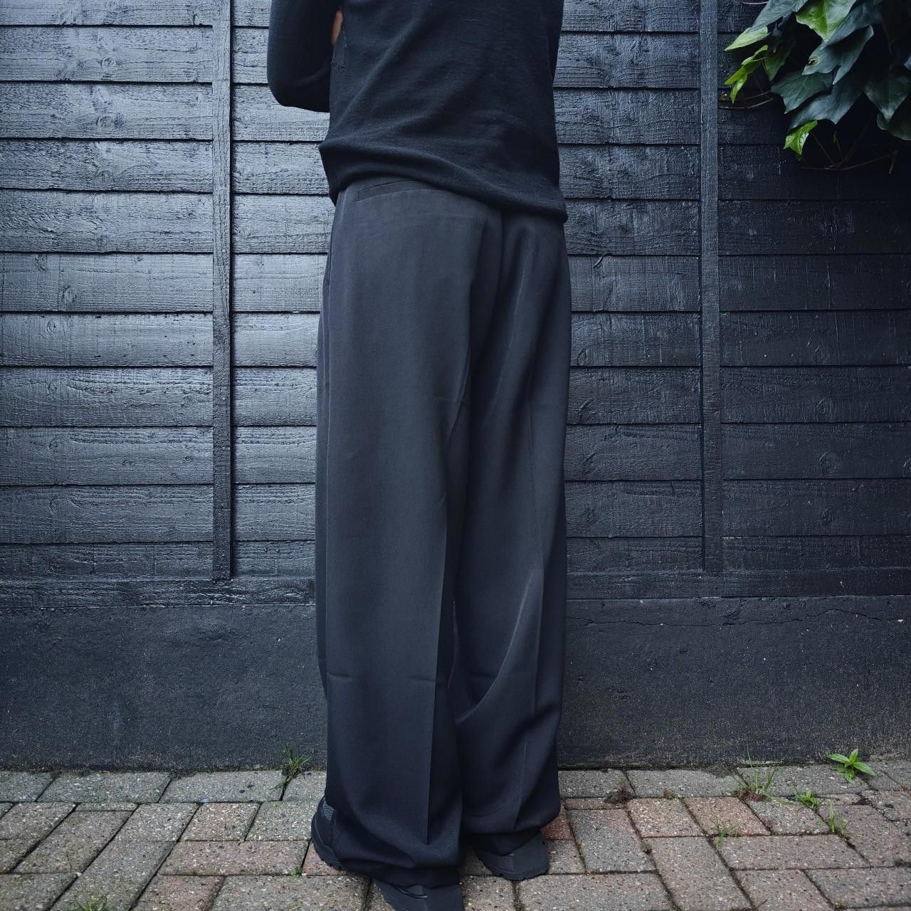 Other Black Wide Leg Pleated Belt Trousers Size US 32 / EU 48 - 4 Thumbnail