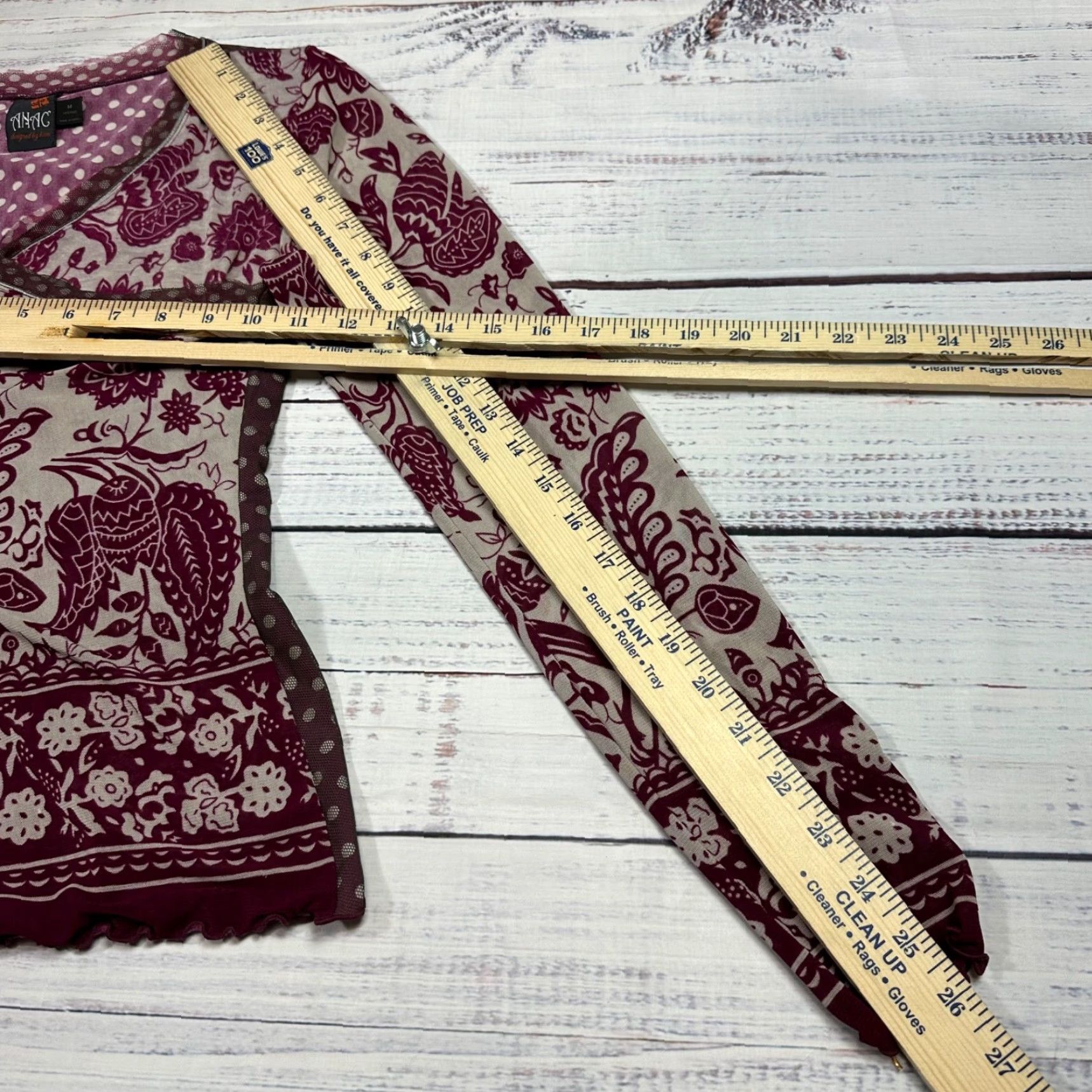 Vintage Anac Womens Long Sleeve V-Neck Knit Top Size M Burgundy Print Pullover Size M / US 6-8 / IT 42-44 - 4 Thumbnail