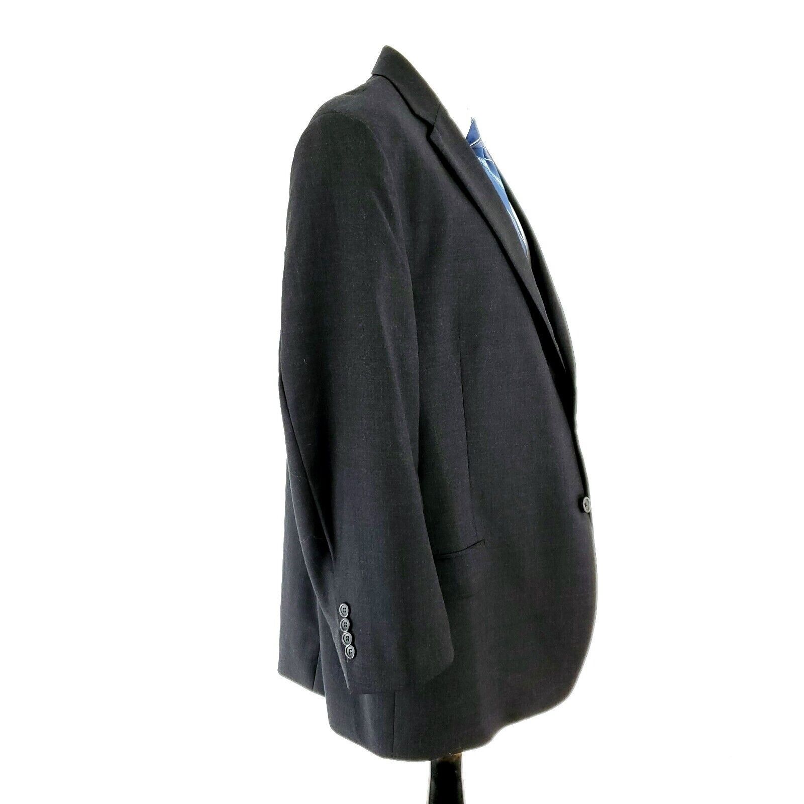 Joseph & Feiss DAMAGED Joseph Feiss Wool 2 Button Suit Jacket 46R Gray Port Size 46R - 6 Thumbnail