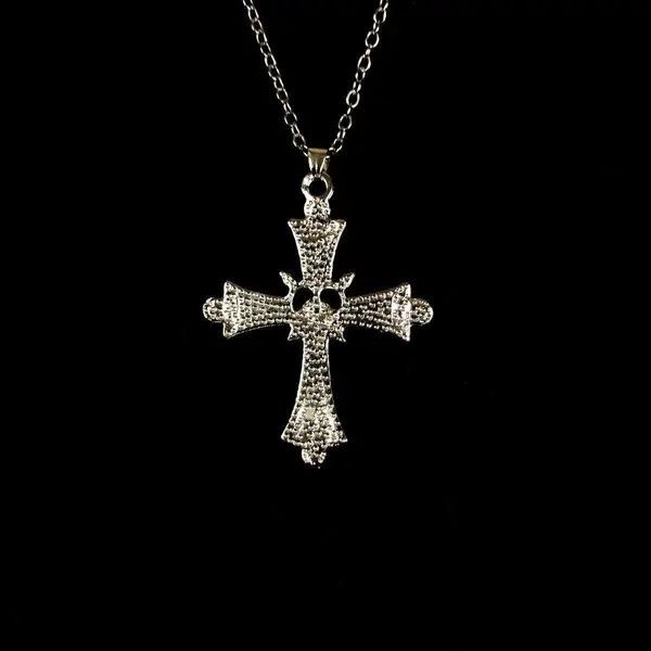 VIBE Y2K Cross Necklace Punk Gothic Crystal Chain Size ONE SIZE - 8 Thumbnail