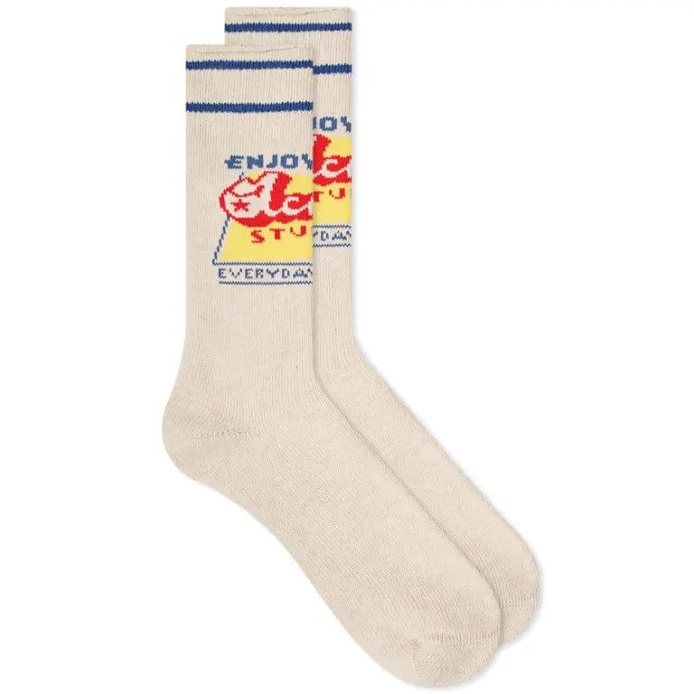 Acne Studios o1mle0424 Size: 39 Unisex Enjoy Socks in Ecru & Blue Size ONE SIZE - 1 Thumbnail