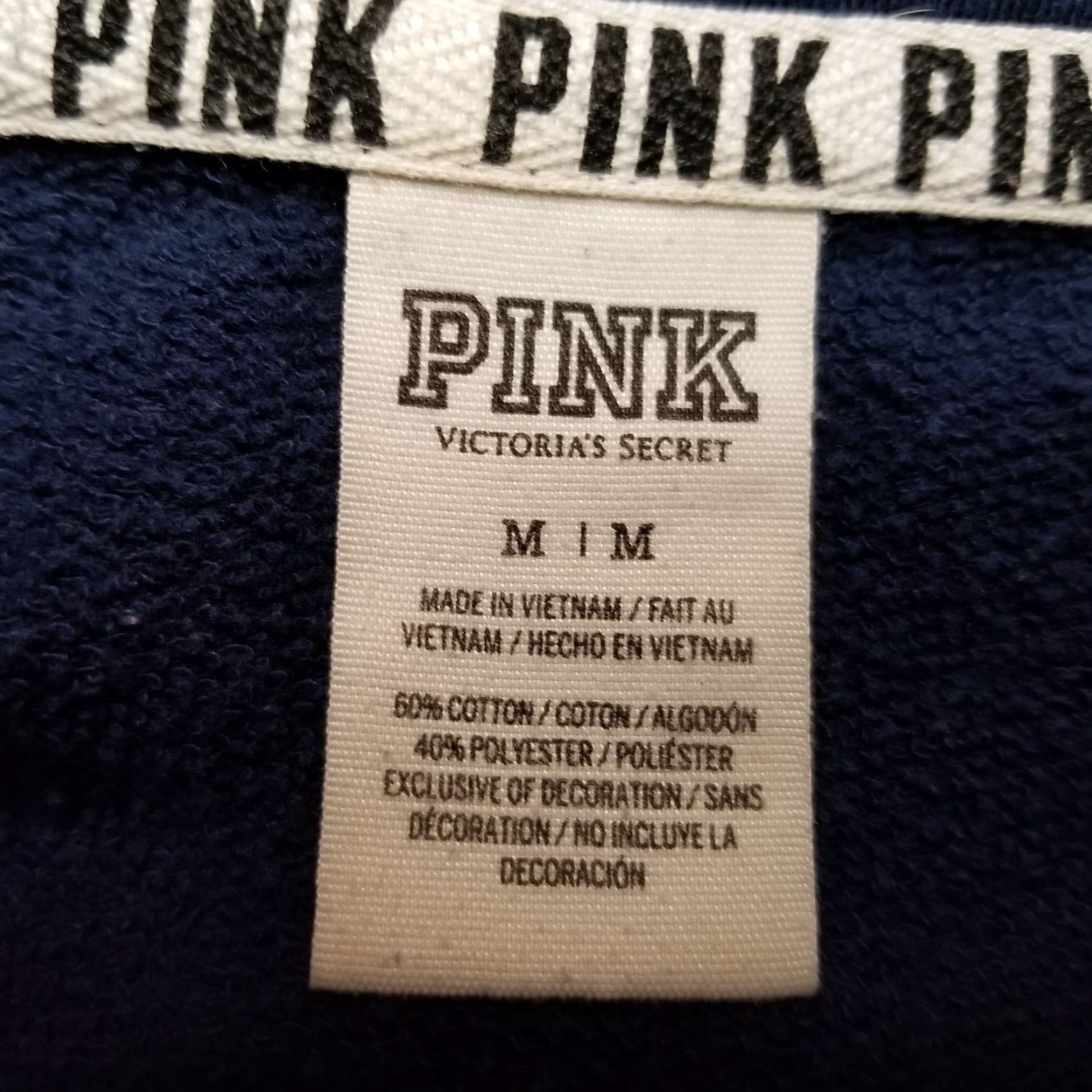 Pinko VINTAGE Pink Victoria's Secret Sweatshirt Womens M Blue 1/4 Zip Long Sleeve Pullover Size M / US 6-8 / IT 42-44 - 6 Thumbnail