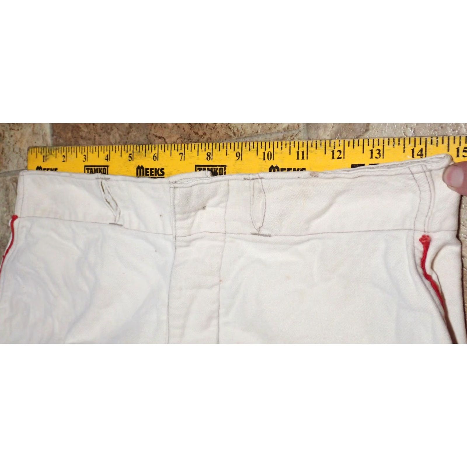 Vintage VINTAGE 40s 50s Flannel Cotton Baseball Uniform Pants Red Piping Sz 30 Cream White Mens Size US 30 / EU 46 - 5 Thumbnail