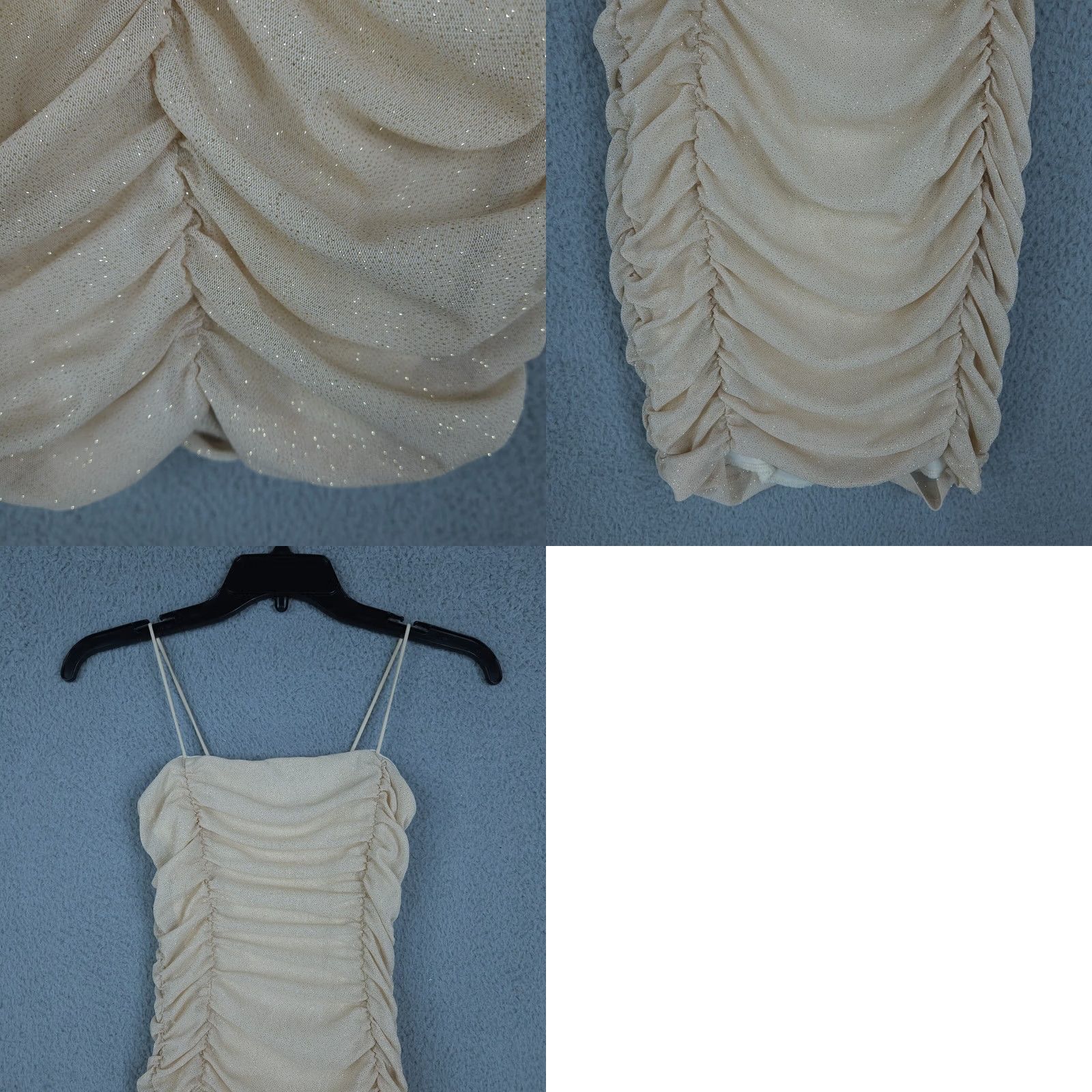 Vintage MISTYROSE Women’s Beige Ruched Mini Party body-corn dress S Size S / US 4 / IT 40 - 8 Thumbnail