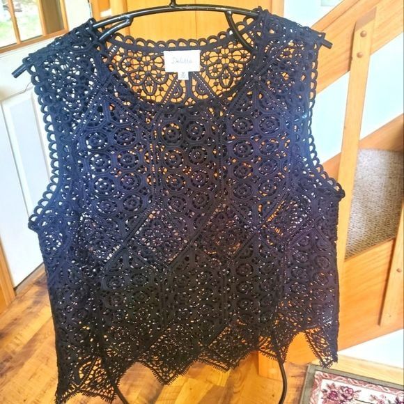 Anthropologie Anthropologie Deletta Black Lace Sz. M Shell Top Size M / US 6-8 / IT 42-44 - 1 Thumbnail