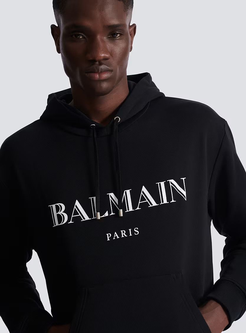 Balmain o1s1wg110925 Printed Hoodie in Black Size US XL / EU 56 / 4 - 6 Thumbnail