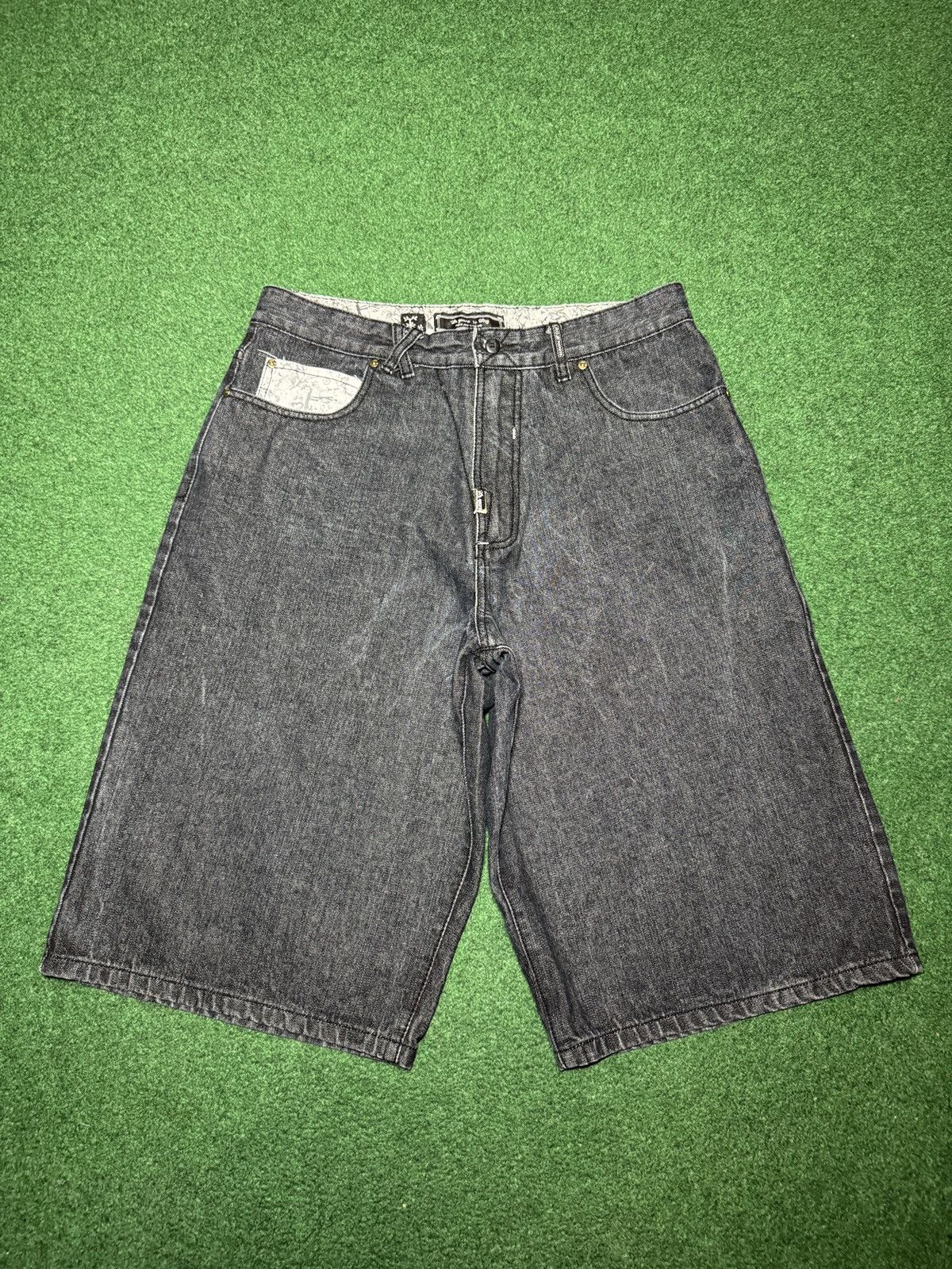 LRG Lrg Baggy Jort Hip Hop Grunge 34 Y2K Black 15” Denim Shorts Size US 34 / EU 50 - 3 Thumbnail