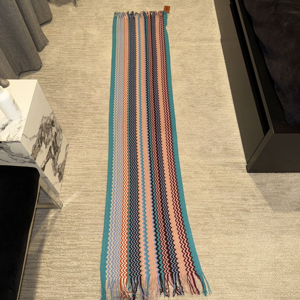 Missoni NEW Missoni Fringed Knit Wool Jacquard Zigzag Colorful Scarf Size ONE SIZE - 9 Thumbnail