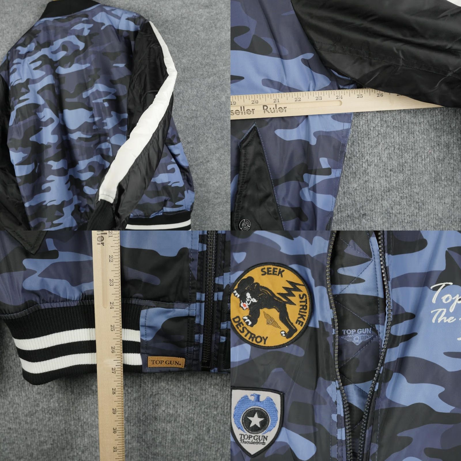Vintage Top Gun Jacket Mens XL Blue Camo MA-1 Bomber Flight Air Force Patches Pilot Size US XL / EU 56 / 4 - 9 Thumbnail