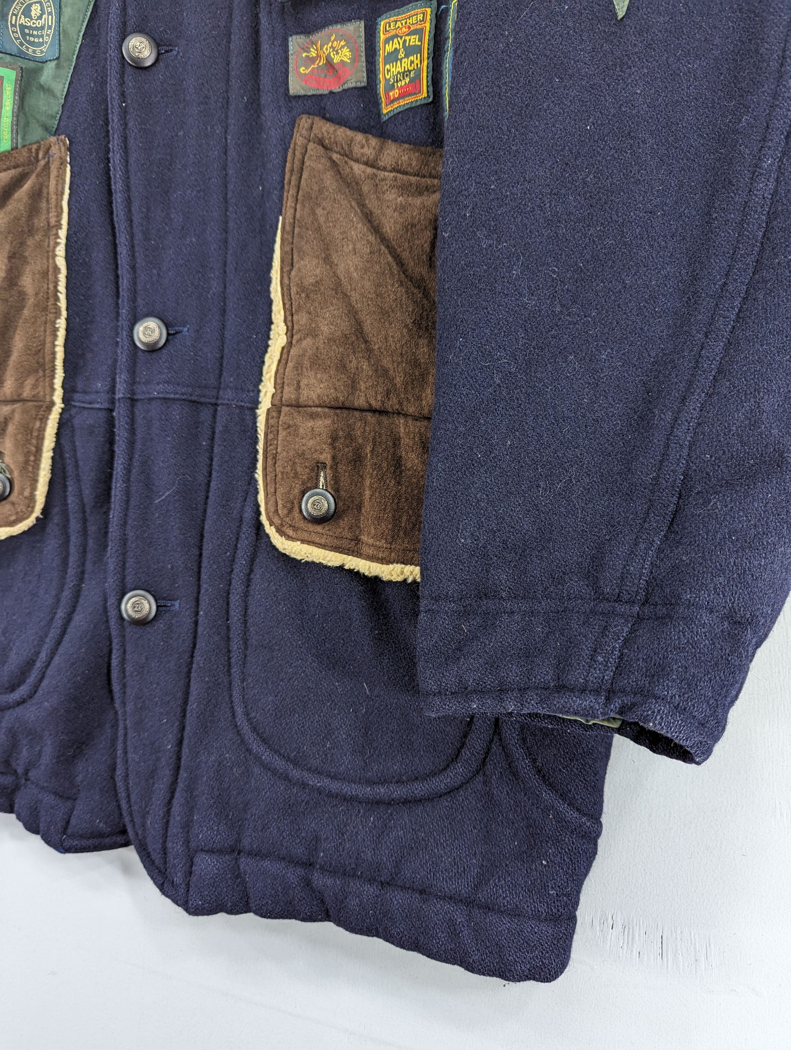 Japanese Brand Vintage Five Pockets Wool/Leather Patches Jacket Size US L / EU 52-54 / 3 - 4 Thumbnail
