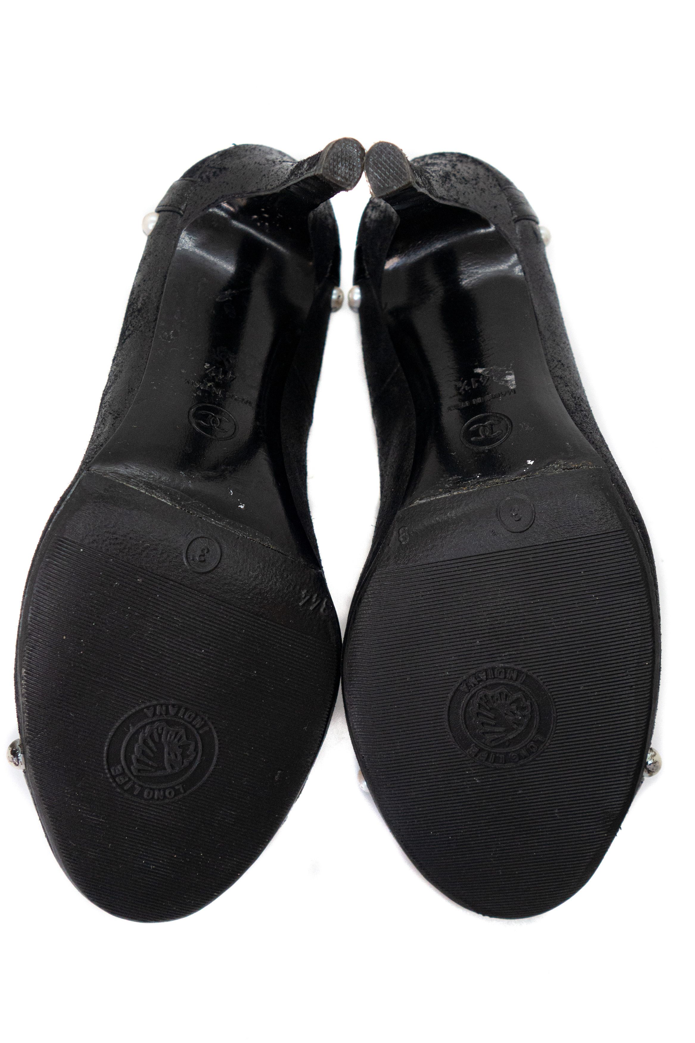 Chanel CC Logo Pearl Leather Heels Size US 11.5 / IT 41.5 - 6 Thumbnail