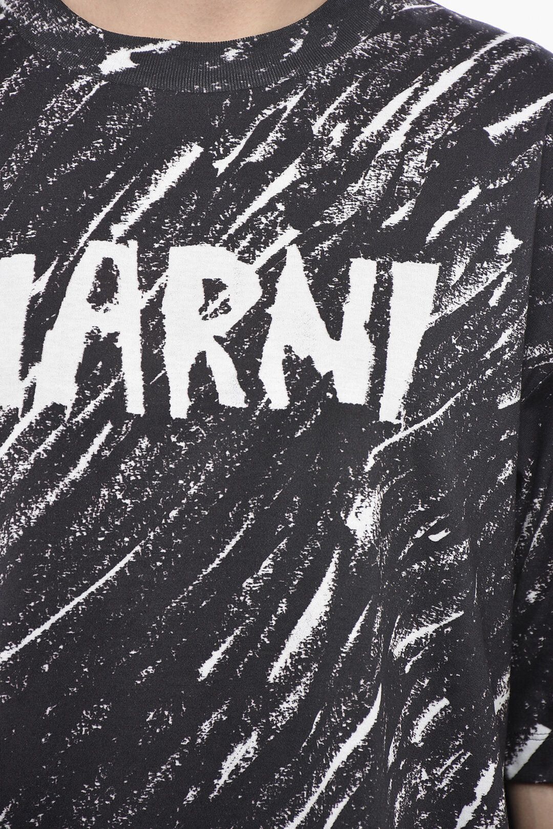 Marni og1mm0326 Printed Cotton T-Shirt in Black Size S / US 4 / IT 40 - 3 Thumbnail