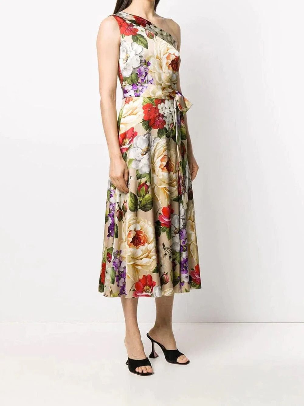 Dolce & Gabbana o1y0825 One-Shoulder Midi Dress in Multicolor Size S / US 4 / IT 40 - 2 Thumbnail