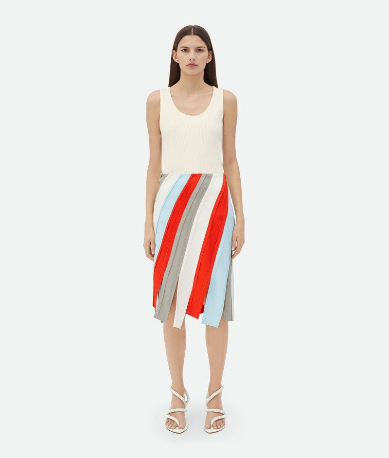 o1n1vont1225 Fluid Viscose Stripe Skirt in Multicolor