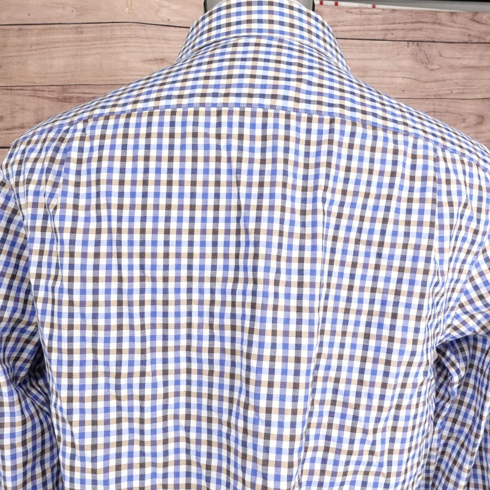 Ben Sherman Ben Sherman Shirt Adult M Blue Check Long Sleeve Button-Up Stretch Mens 15-15.5 32-33 Size US M / EU 48-50 / 2 - 5 Thumbnail