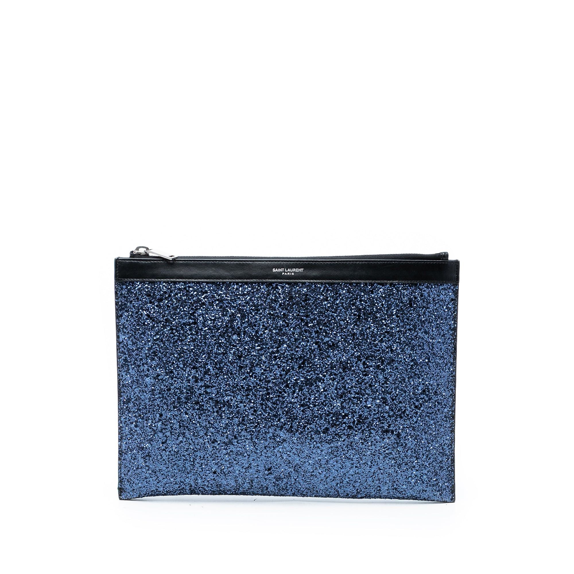 Saint Laurent Paris Glittered Leather Zipped Tablet Pouch Size ONE SIZE - 1 Thumbnail
