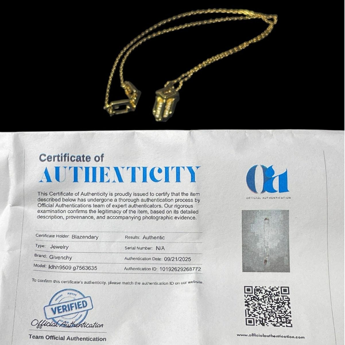 Givenchy Givenchy Art Deco Gold Plated G Rhinestone Necklace 15 in Size ONE SIZE - 7 Thumbnail