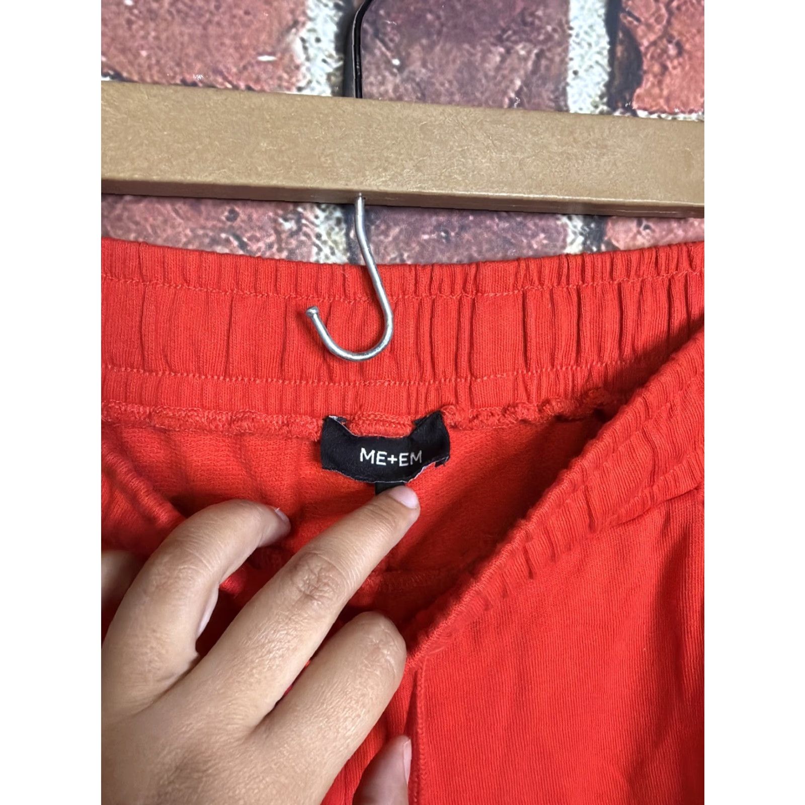 ME+EM Women's Pants Sweatpants Wide Leg Red US 12 100% Cotton Elastic Waist Casual Loungewear Womens